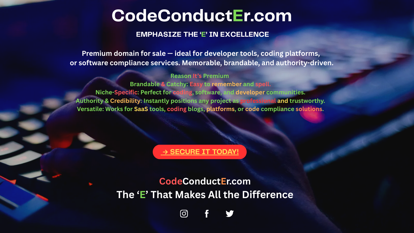 CodeConductEr.com premium domain for sale
